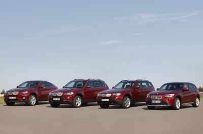 Die BMW X-Familie: X6, X5, X3 und ganz rechts der X1
