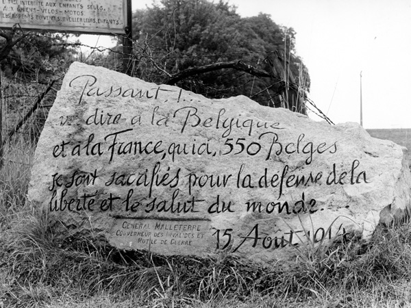 Nachricht von General Maleterre vom 15. August 1914 bei der während des ersten Weltkriegs zerstörten Festung von Loncin