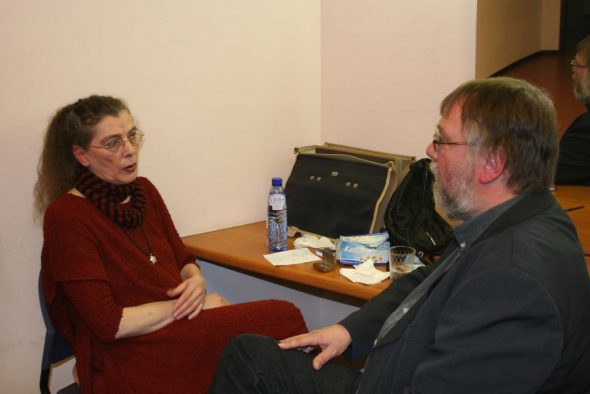 Liedernacht 2007: Musikredakteur Hans Reul mit Bettina Wegner