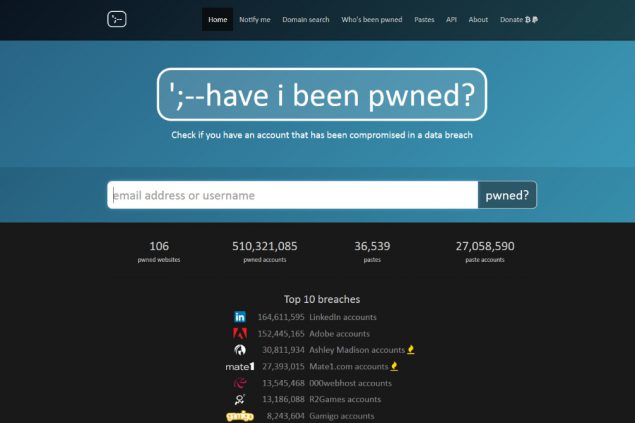 haveibeenpwned Screenshot