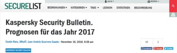 Kaspersky Prognosen 2017