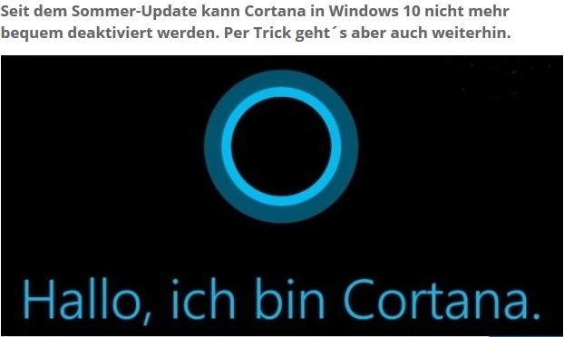 Sprachassistent Cortana bei Windwods 10