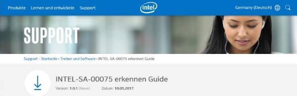 Klick Sicher: Sicherheitslücke Intel SA-00075