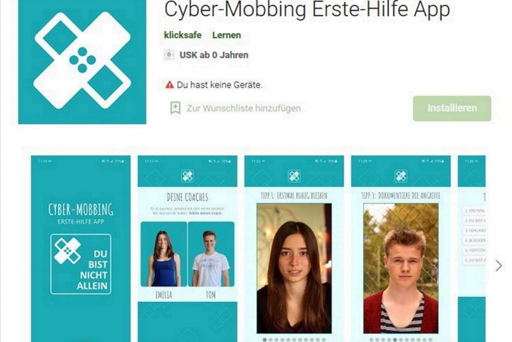 Erste Hilfe Cybermobbing App (Screenshot: Danny Loos)