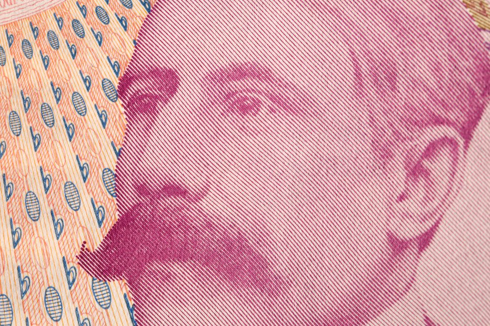 Das Konterfei des britischen Komponisten Edward Elgar auf einem englischen Geldschein