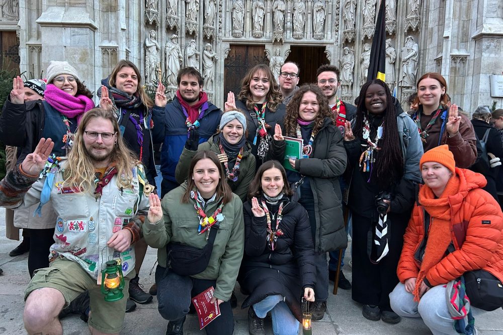 Die belgische Delegation, die das Friedenslicht abholt