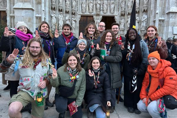 Die belgische Delegation, die das Friedenslicht abholt