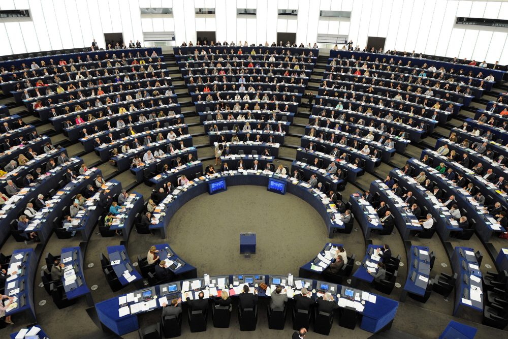 Der Sitzungsaal im EU-Parlament