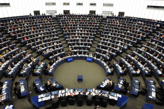 Der Sitzungsaal im EU-Parlament