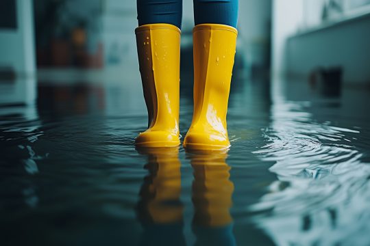 Person trägt gelbe Gummistiefel, Flut (Bild: Marco Verch)